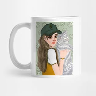 Girl with cat Mug